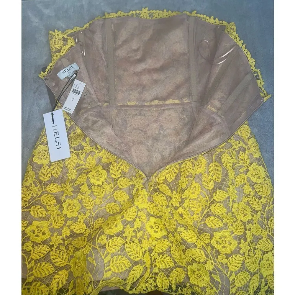 Helsi Elena Strapless 3D Floral Structured Lace Mini Dress XL - Image 11