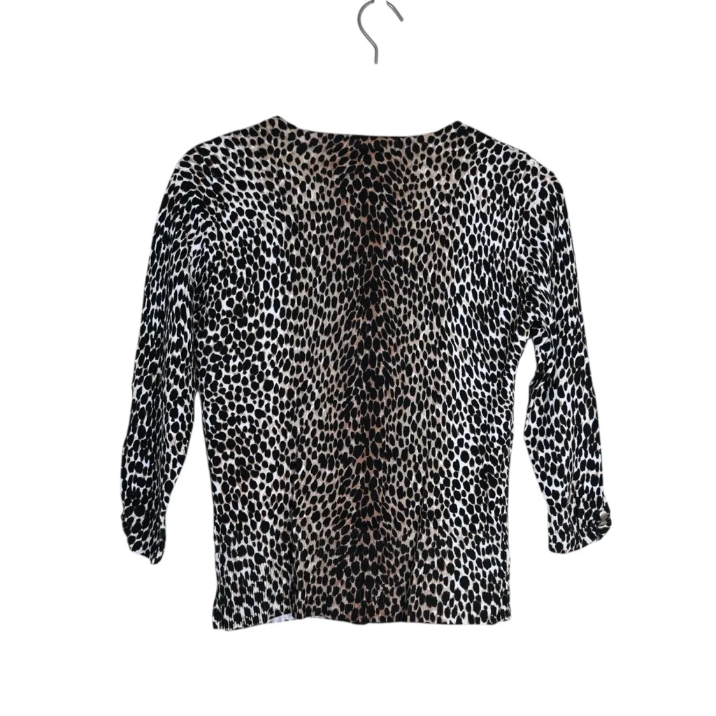WHBM Women's S Leopard Print Snap Front Cardigan Sweater - Image 2
