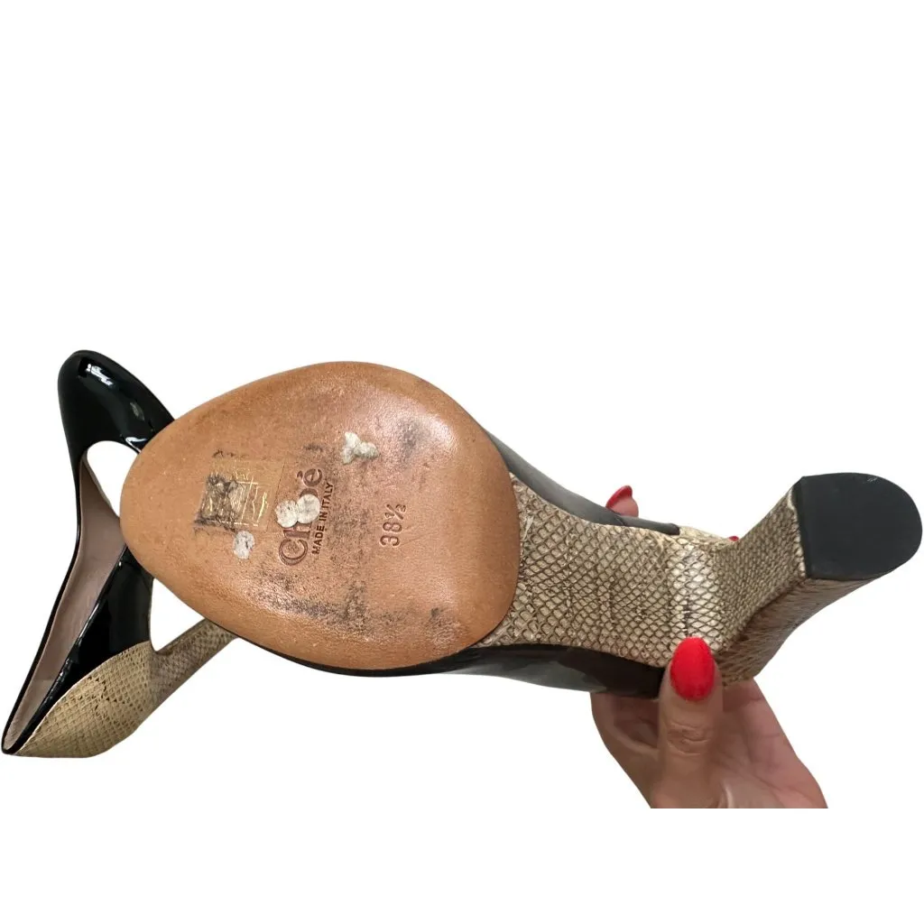 SEE BY CHLOE Colorblock Leather Round Toe Heels Size 38.5 - Image 7