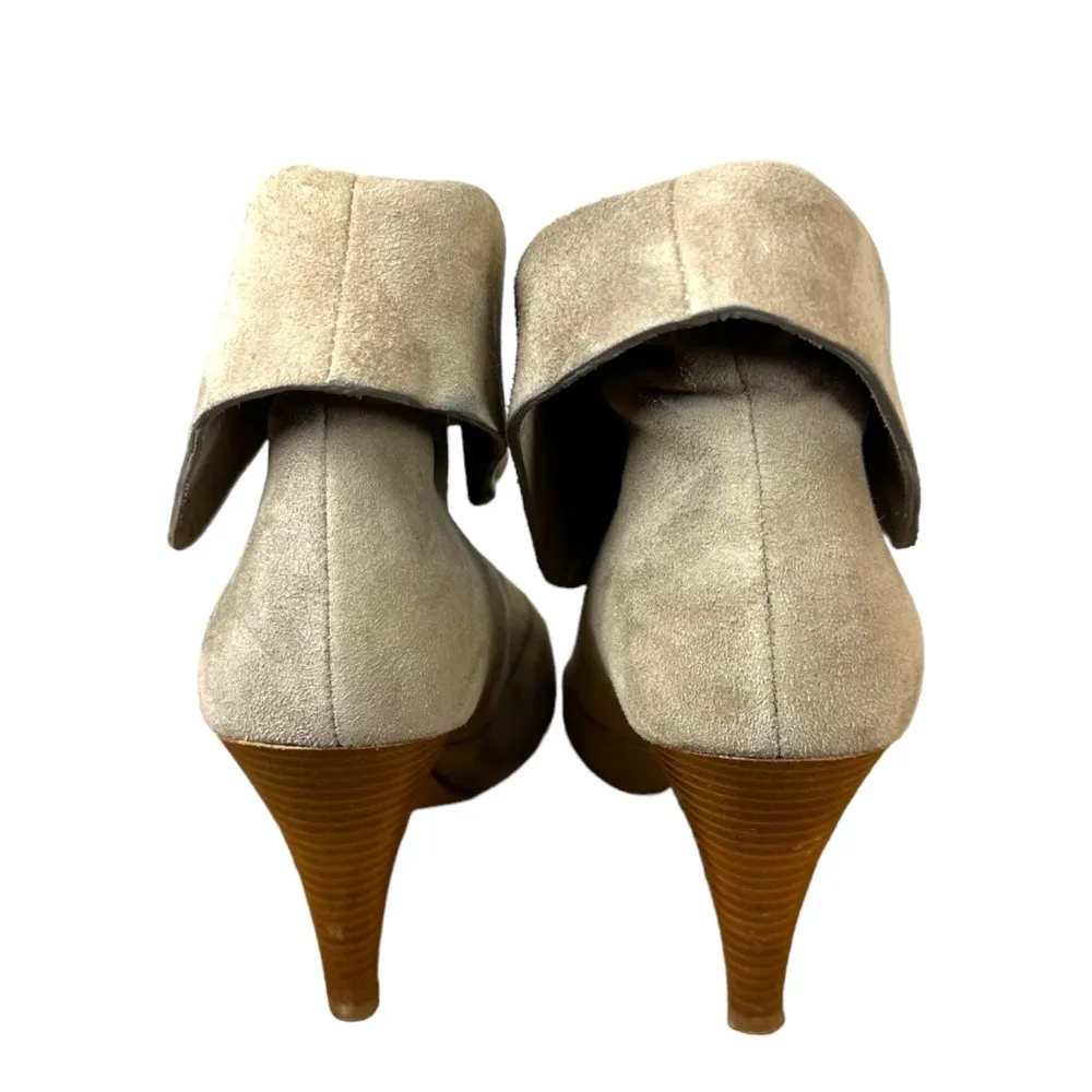 Via Spiga Suri Taupe Suede Foldover Stiletto Heeled Booties Women's Size 6 - Image 4