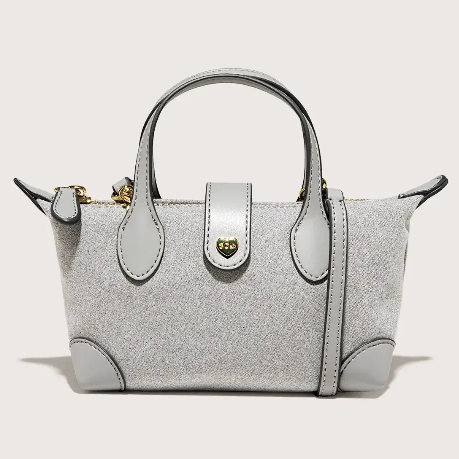 NWT Stoney Clover Lane Heather Gray / Grey Pouchette Bag Silver & Gold Accents - Image 3