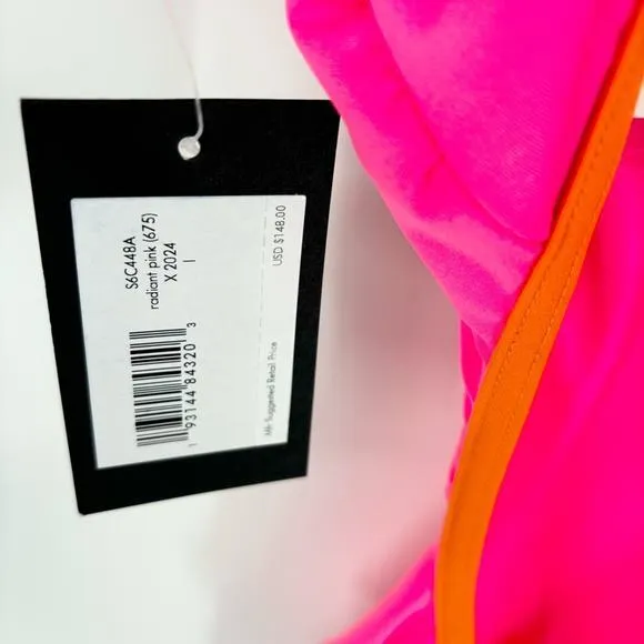 Kate Spade Keyhole One Piece‎ Swimsuit Size Large Neon  Pink Orange NWT Bright - Image 10