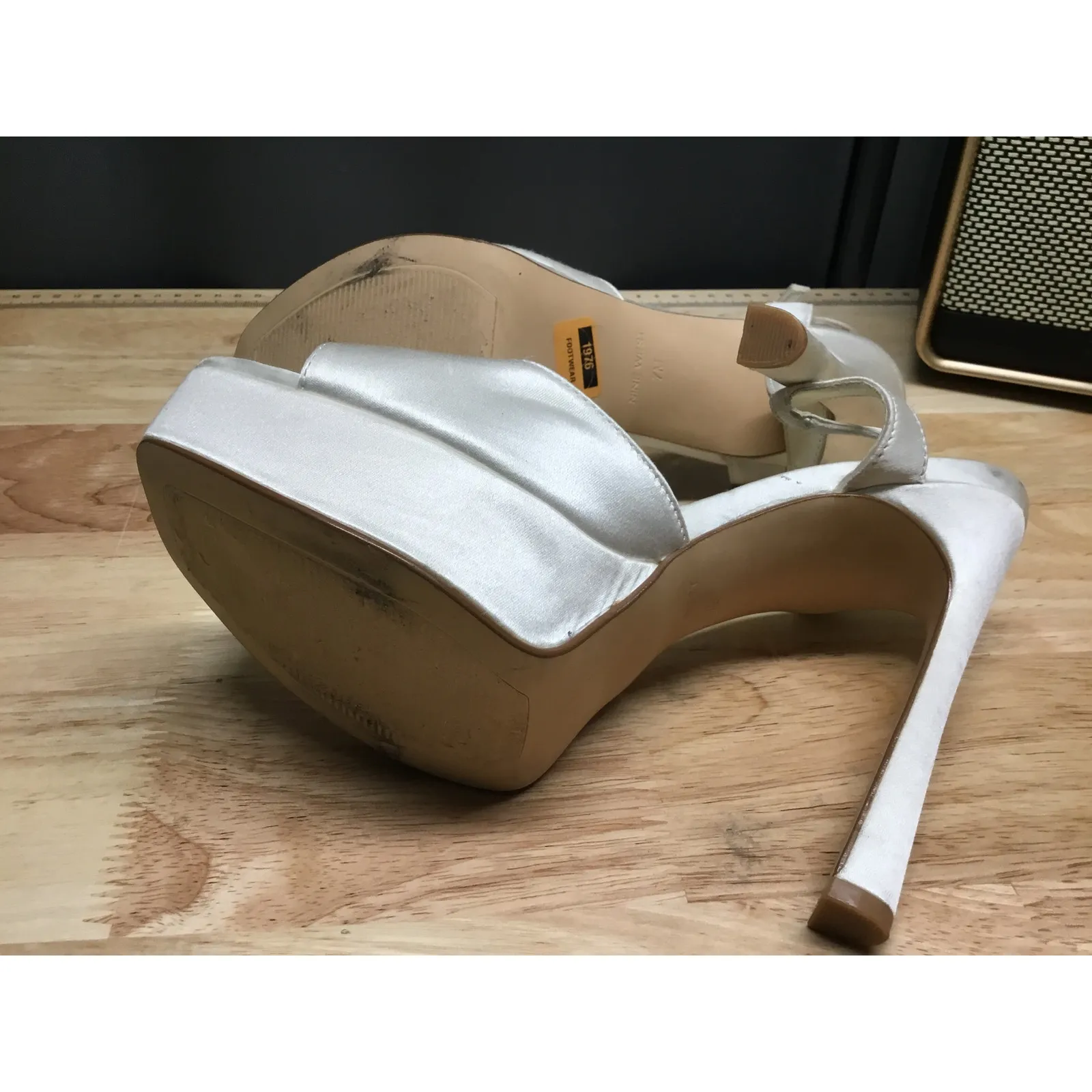 Nine West Legacy Bridal Platform Stiletto Dress Sandals Women's 7 Silver Leather - Image 6