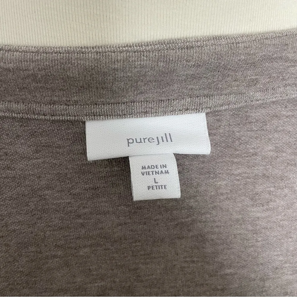 J Jill Pure Jill Cardigan Jacket Ponte Knit Jersey Snap Closure Pockets Beige - Image 14