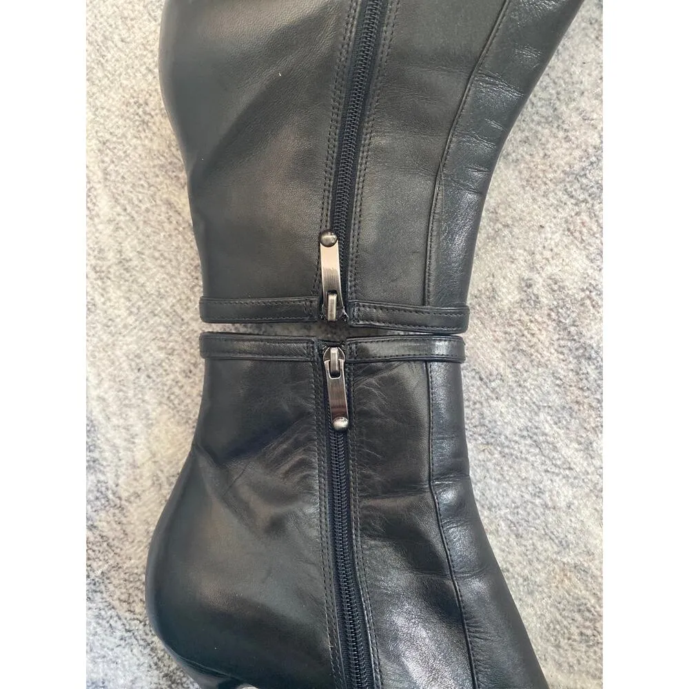 Via Spiga Madeline black Leather Stilettos Ankle Boots Booties size 7.5 - Image 7