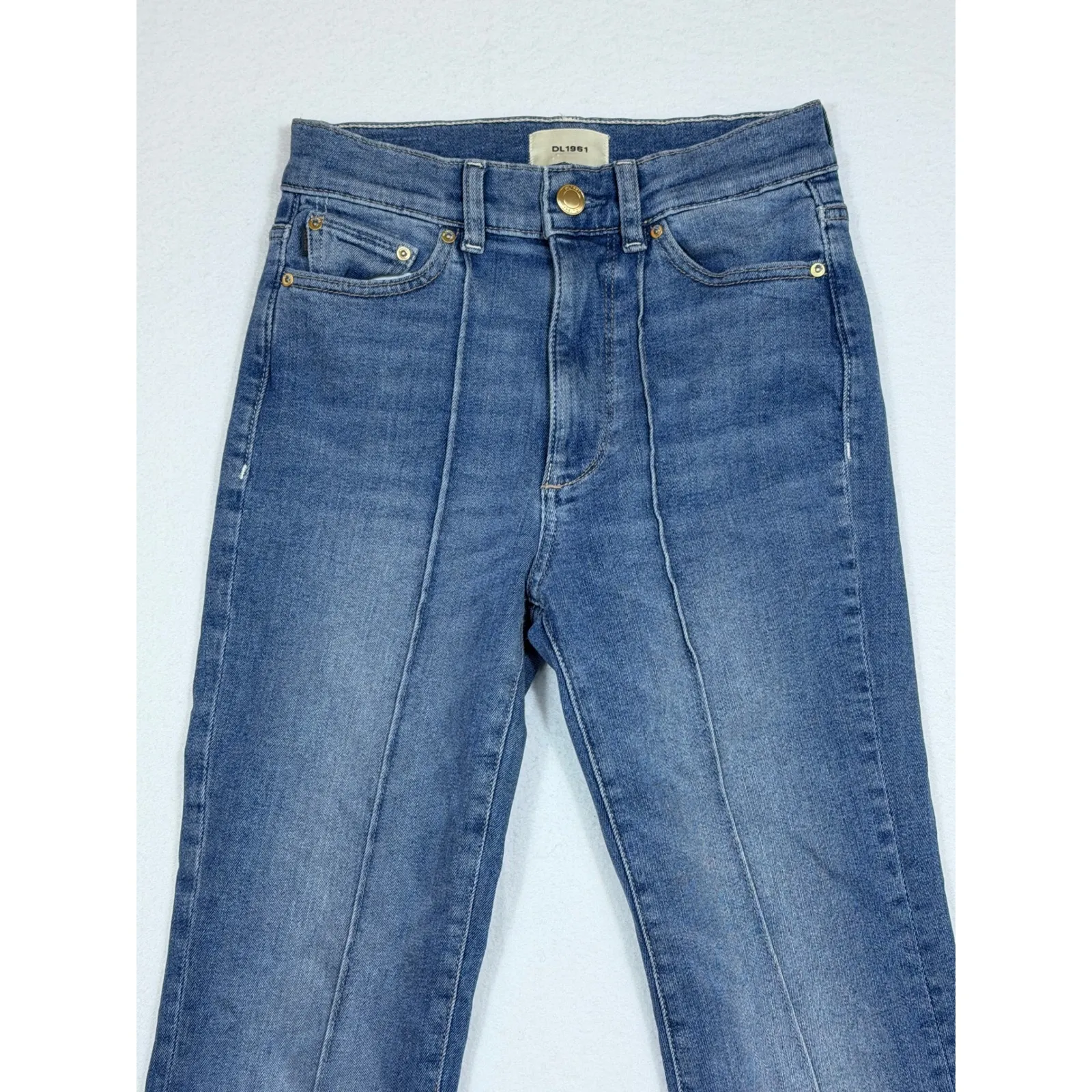 DL1961 Bridget Boot size 24 High Rise Instasculpt Jeans Wythe Wash Flare - Image 2