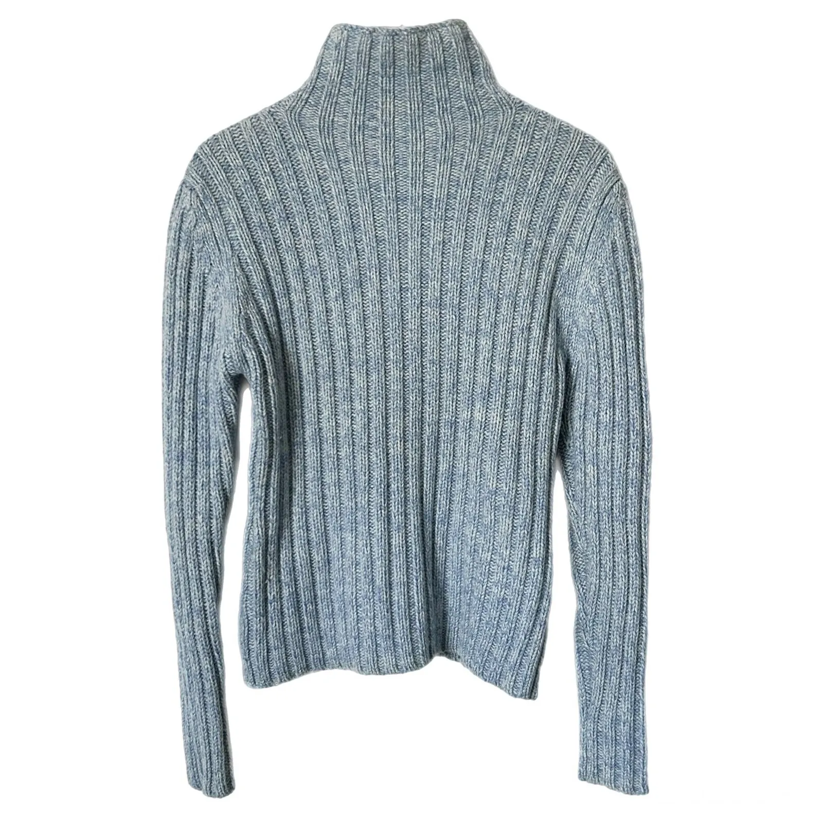 Autumn Cashmere Light Blue Ribbed Mock Neck 100% Cashmere Sweater Size Large - Image 3