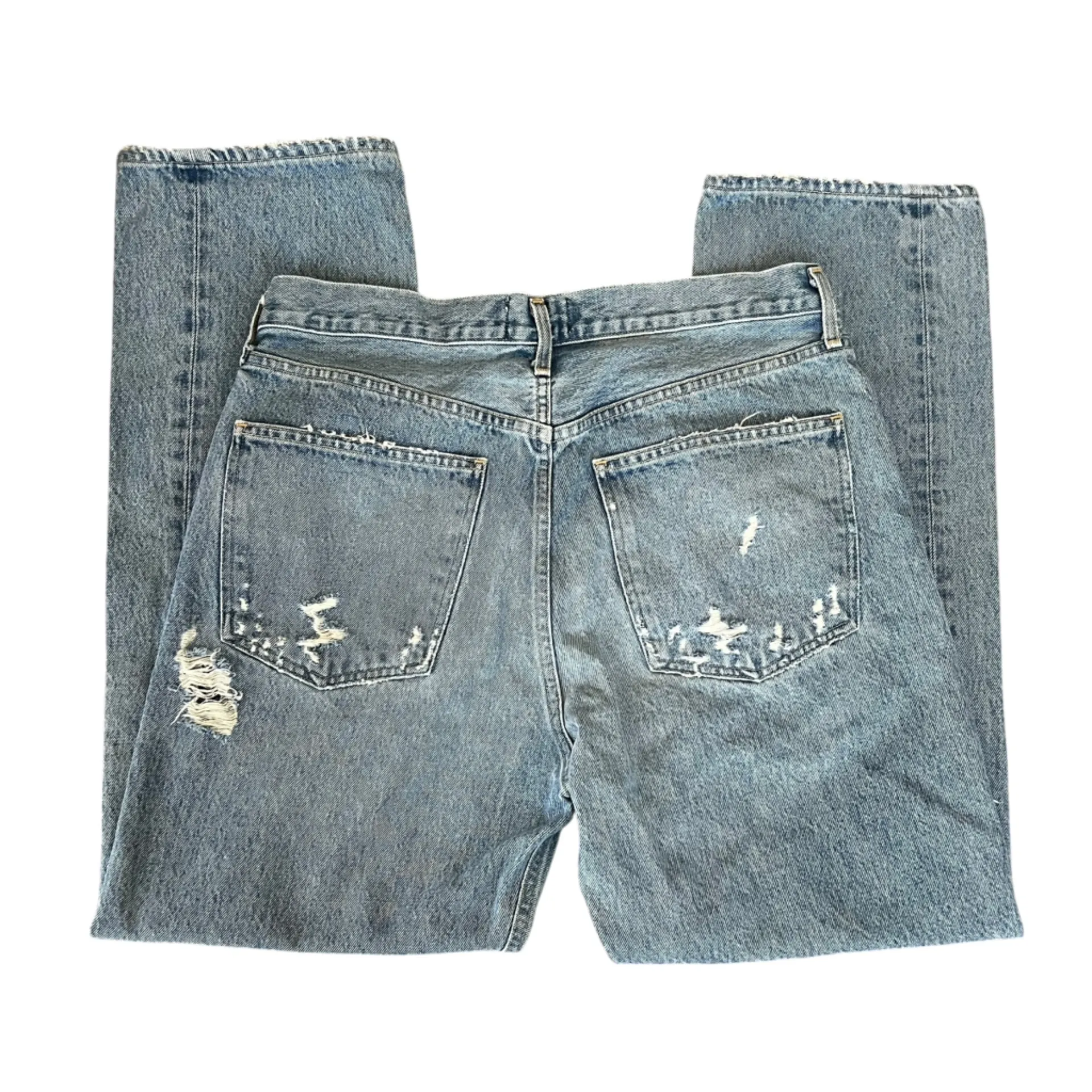Agolde Women’s 90’s Mid Rise Loose Fit Distressed Straight Leg Jeans in Fall Out - Image 7