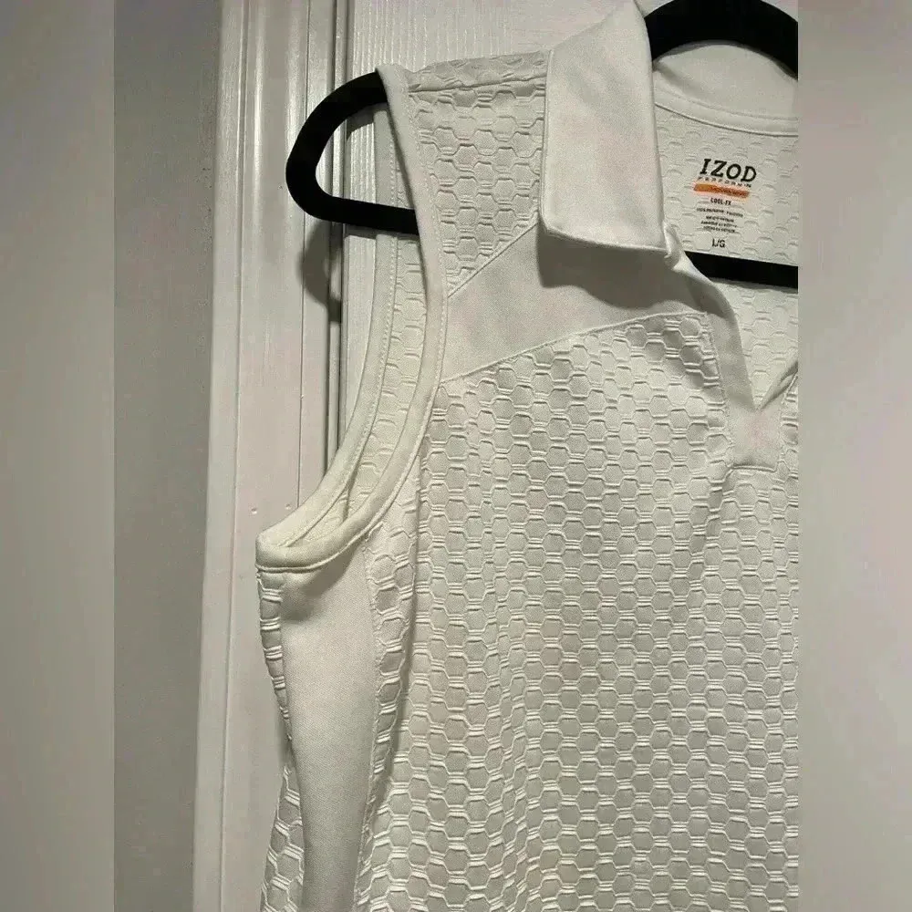 Izod Performance Movement Cool Fx White Collared V Neck Sleeveless Polo Size L - Image 6