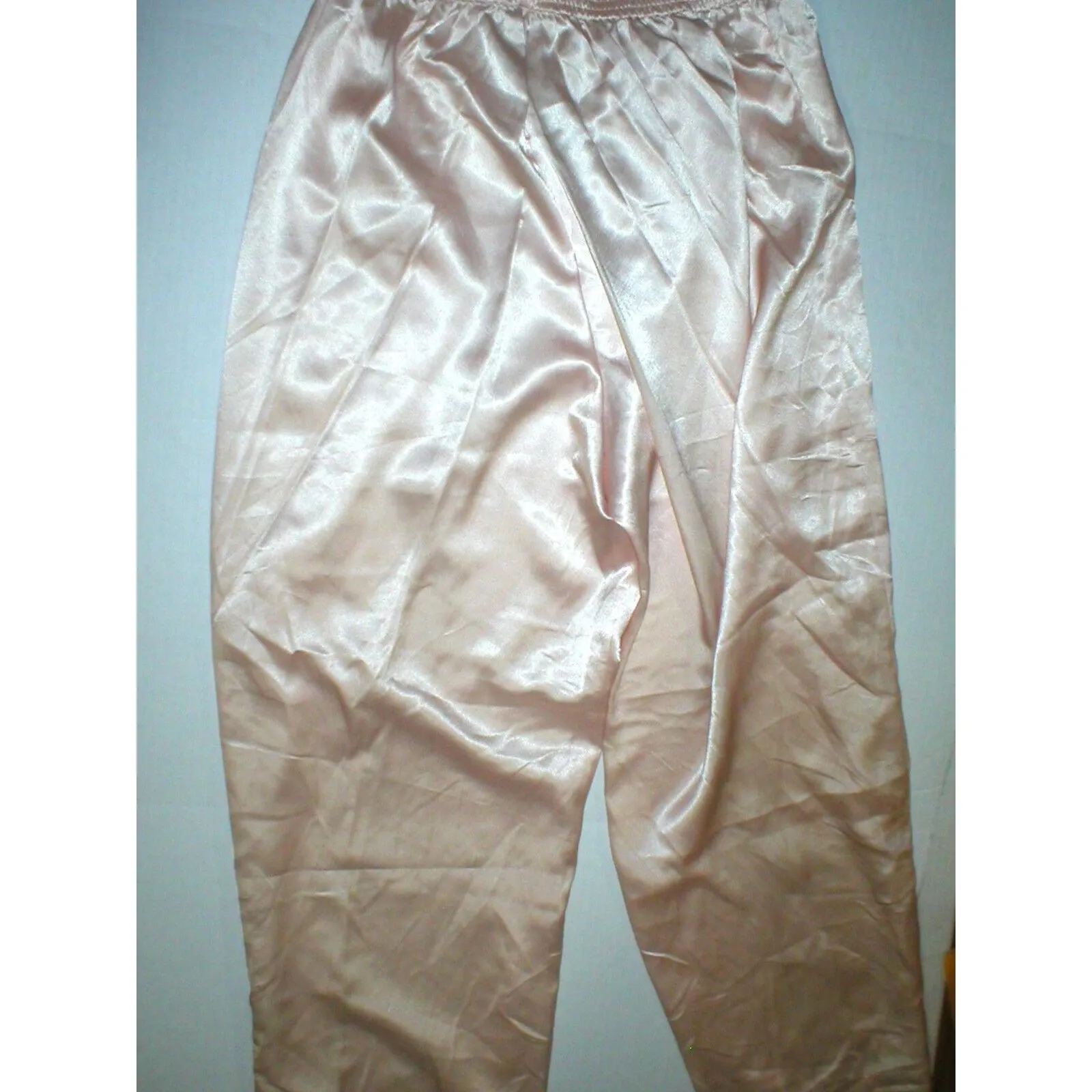 New NWT Designer Natori Classics Peach Orange Pants Silky Womens XL Lounge Satin - Image 5