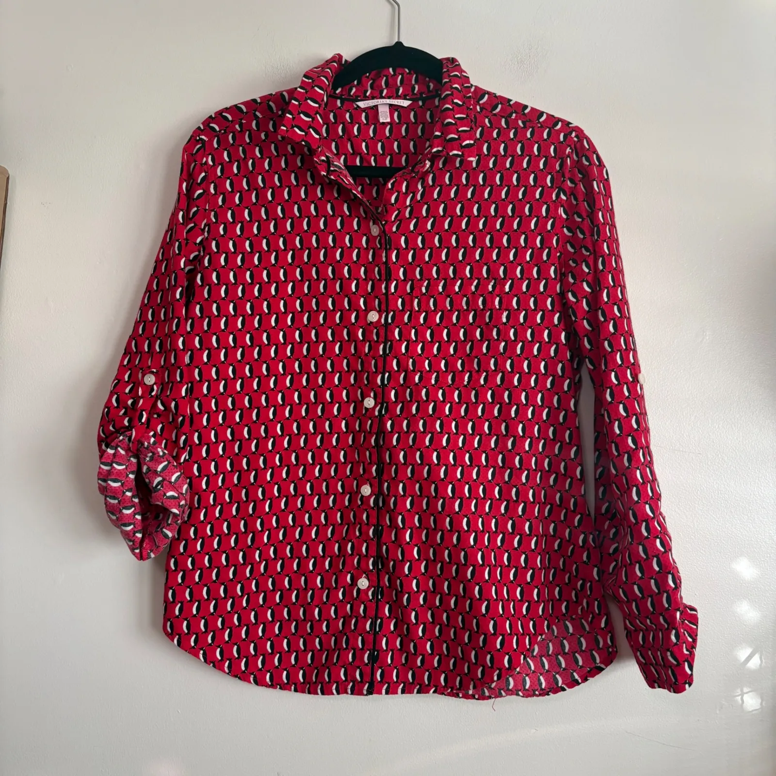 Victoria's Secret Penguin Pajama Set Top Pants Women's S/P Red - Image 6