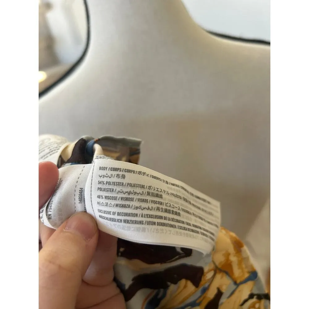 Abercrombie Brown & Blue Watercolor Swirl Satin Button Down - Image 8