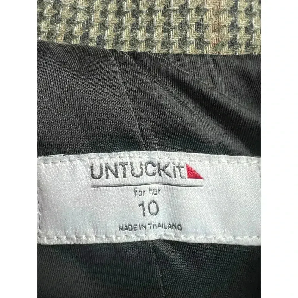 Untuckit For Her Women's Brown Tweed Blazer Size 10 Single Button - Image 3