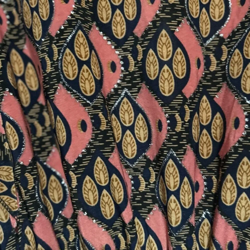 ACE Fashion Women's Black Salomon Tan V-Neck Short Sleeve Sparkle Blouse Size 3X - Image 3