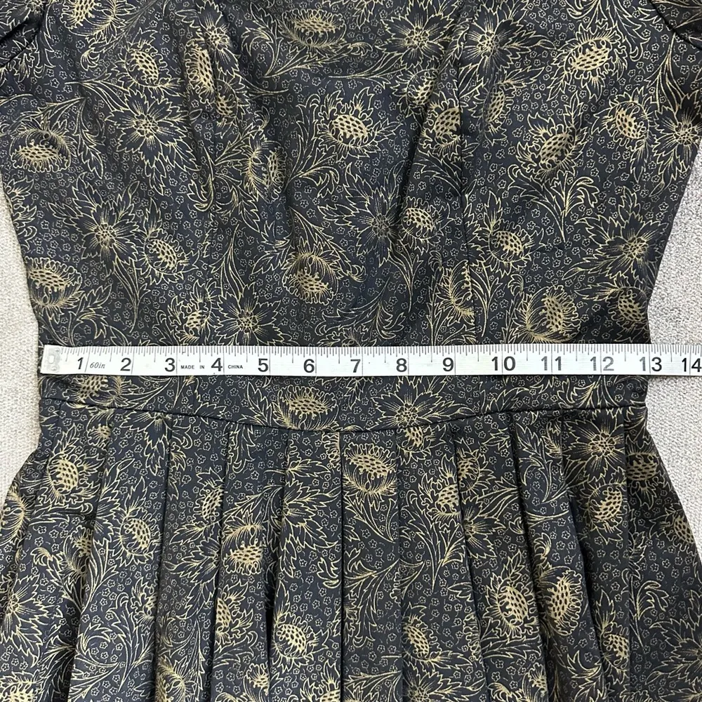 LAURA ASHLEY Vintage Black and Gold Floral Dress Size 8 - Image 10