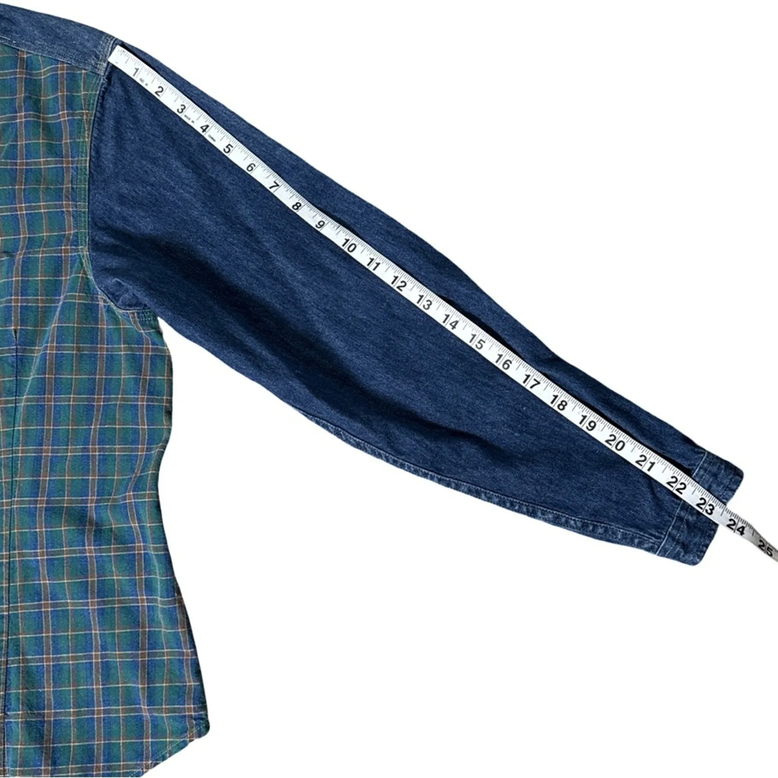 Dockers Vintage Tartan Plaid Button Up Shirt Denim Trim Womens Small - Image 8