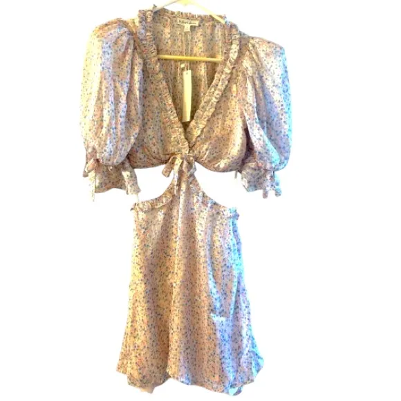 For Love And Lemons Pheobe Pink Floral Cut-Out Mini Dress NWT - Image 2