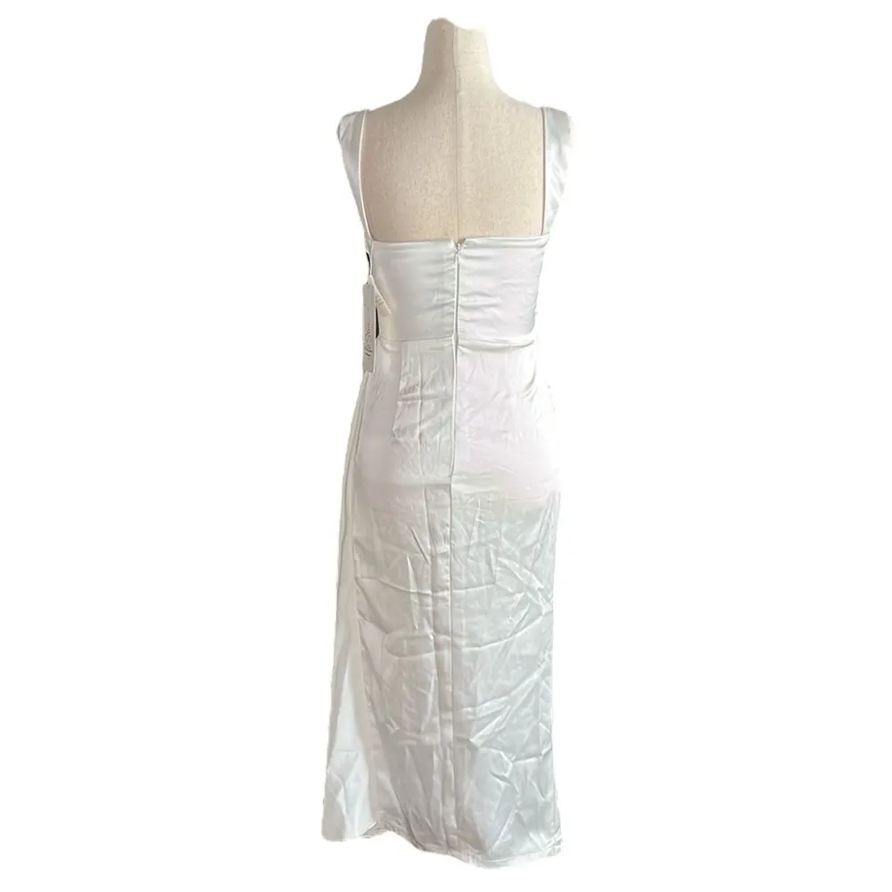 H2Store Satin asymmetrical dress with high slit White Size XS - Image 11