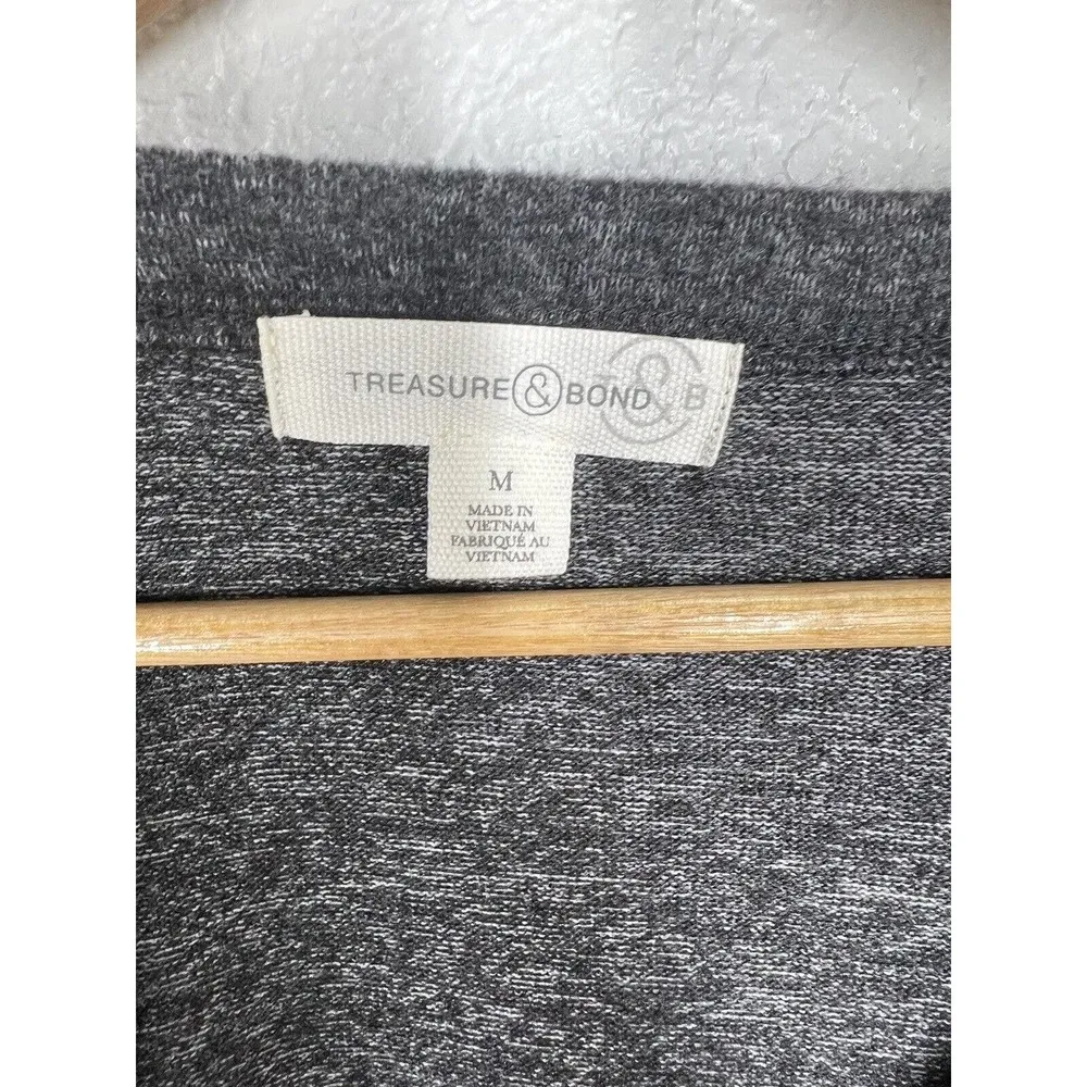 Treasure & Bond Medium M Soft Knit V-Neck Pullover Sweater Dark Gray New - Image 2