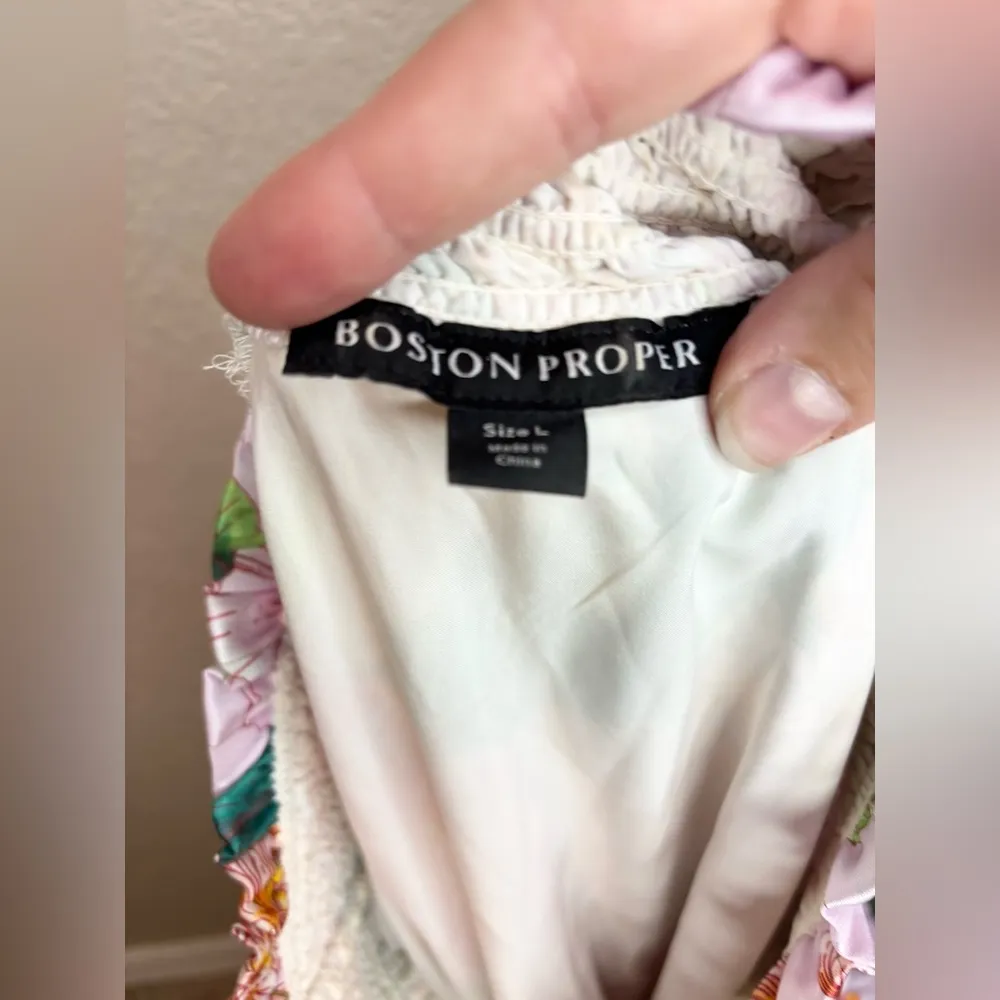 Boston Proper Floral Blooms Off The Shoulder Maxi Dress Size L - Image 12