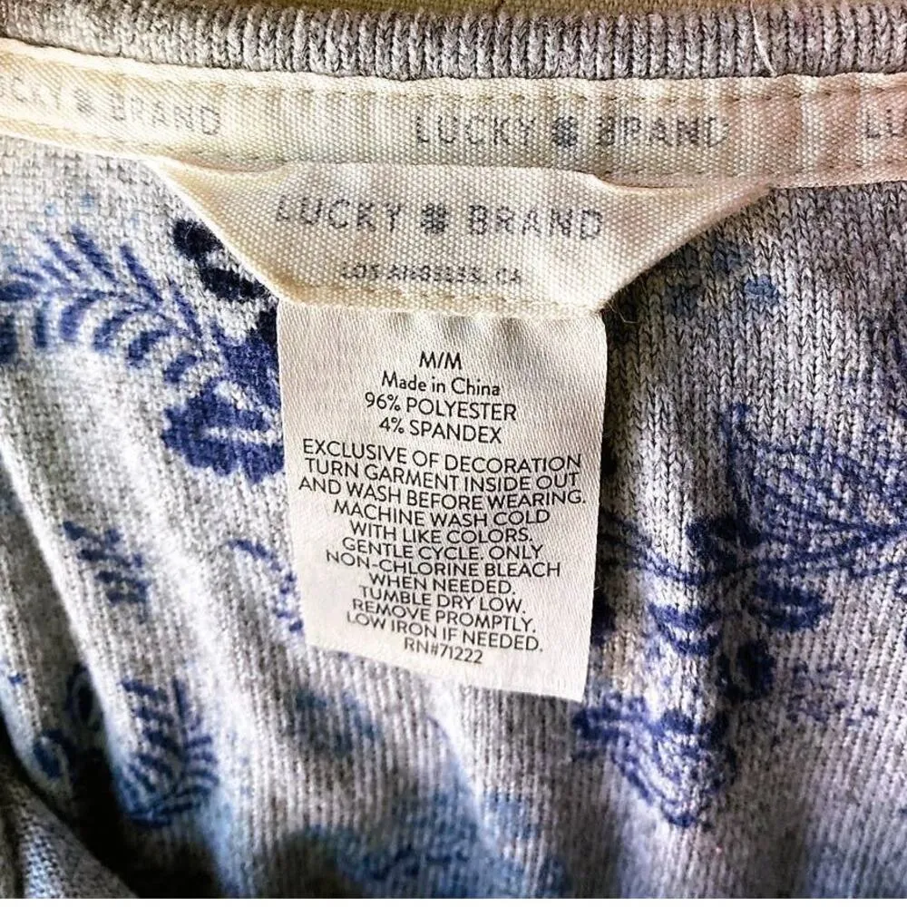 LUCKY BRAND 2 Piece Shorts Blue & Gray Lounge Sleepwear Pajamas Set ~ Womens MED - Image 6