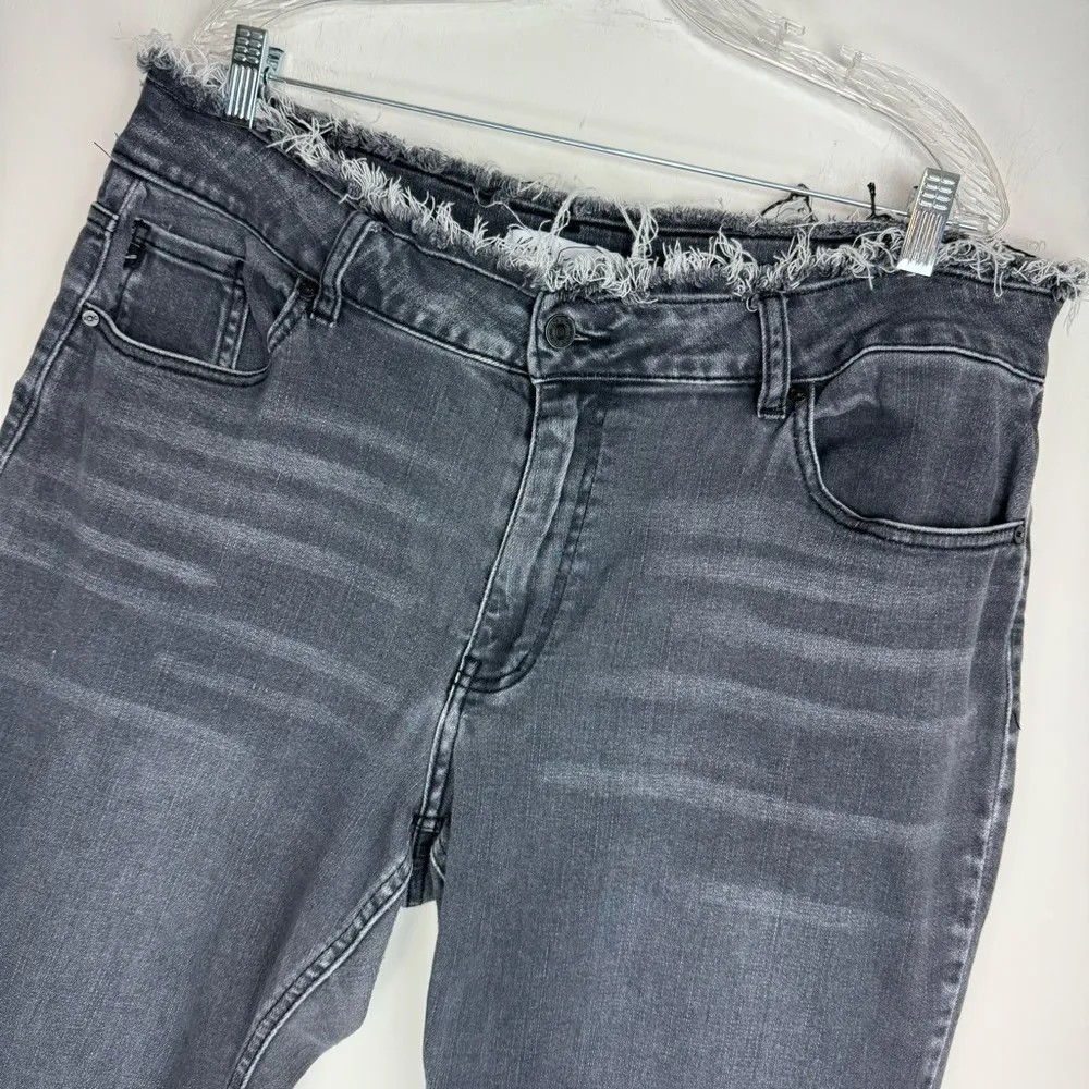 Kancan Frayed Waist High Rise Skinny Jeans Sz 20 Black Wash Distressed Hem - Image 6
