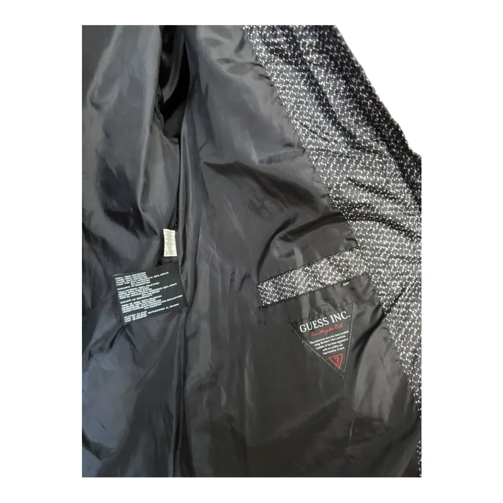 Guess LA Women’s Puffer Coat Jacket Hooded Black White Tweed Print Size XXL - Image 10