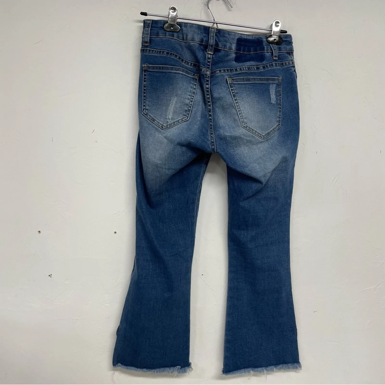 Litz Medium Wash Ankle Raw Hem Straight Leg Jeans Womens 26 Zip Fly Blue Denim - Image 8