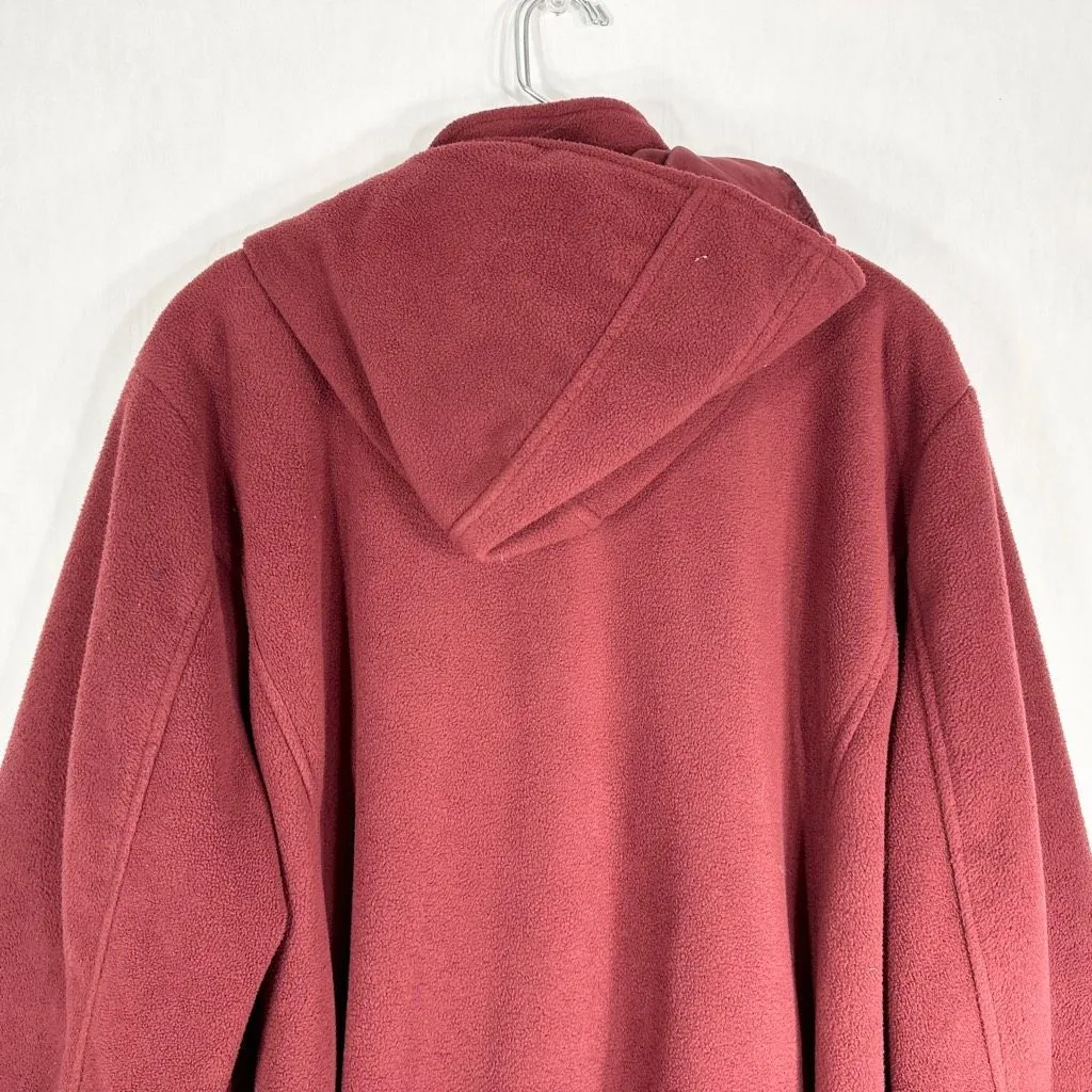 Woman Within 26W Coat Fleece Jacket‎ Hooded Heavy Lined Red Maroon Buttons A - Image 6