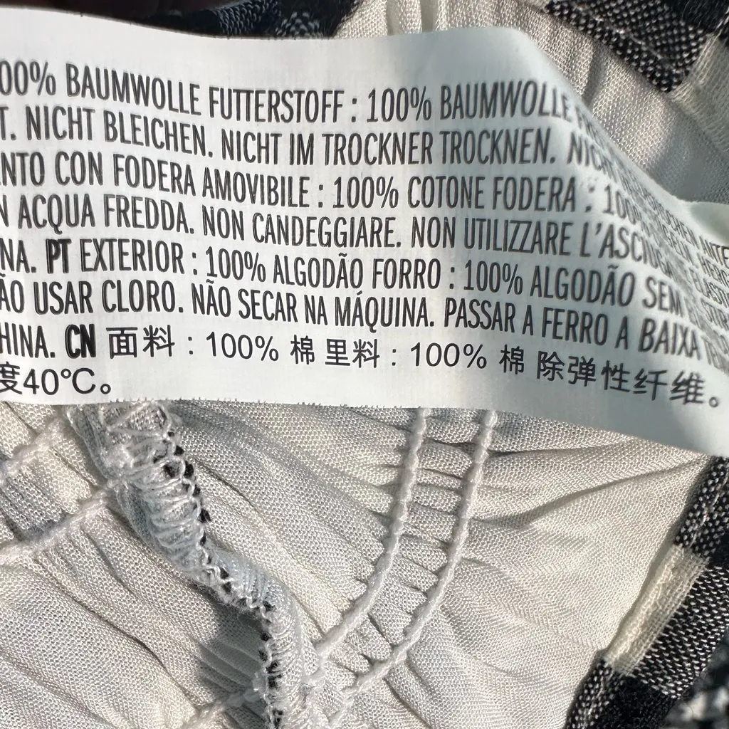 Endless Rose XS Black White Gingham Smocked Puff Sleeve Mini Dress Cotton Boho! - Image 9