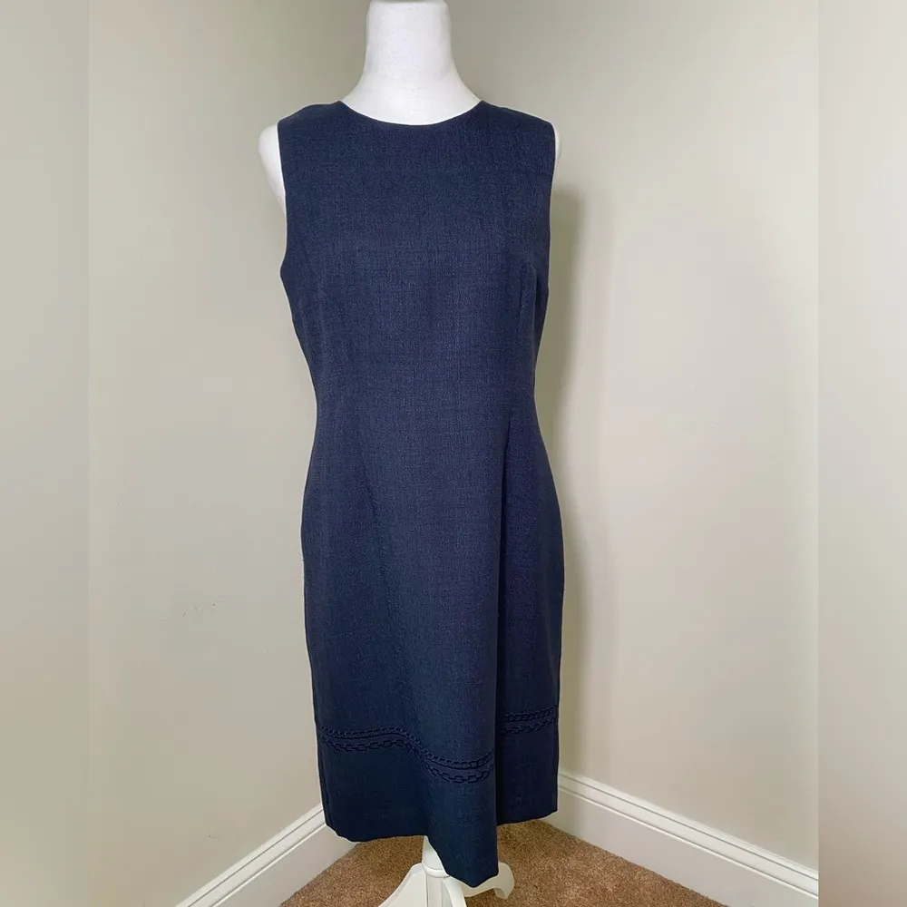 Womens Sleeveless Business Casual A Line Knee Length Blue Dress Size 8P - Image 2