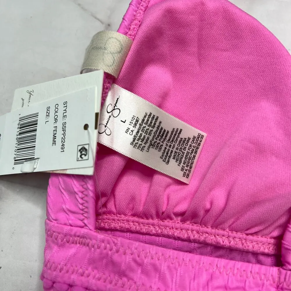 Jessica Simpson Pretty in Pique Cross Back Tankini Top Pink Size L New - Image 6