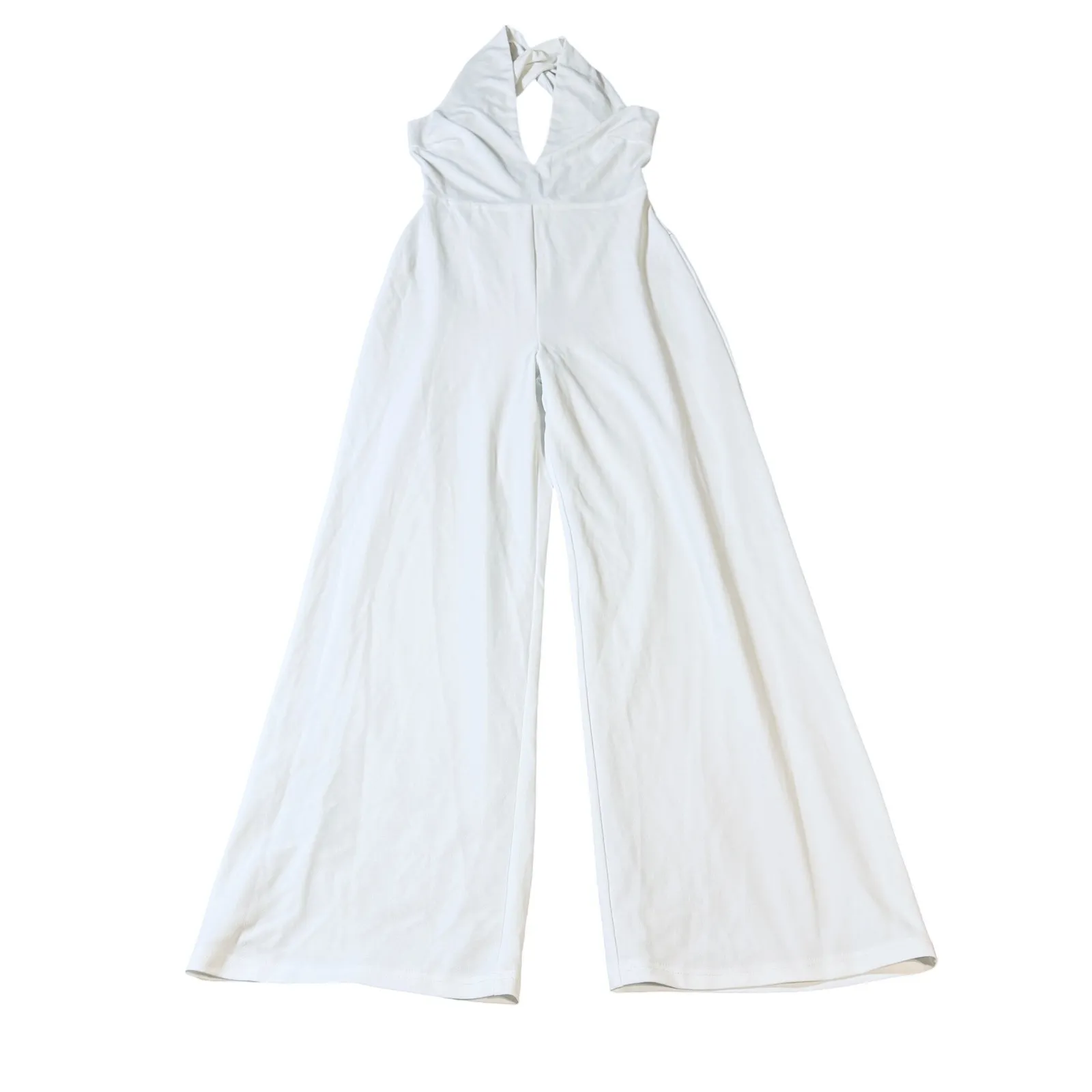 NWT Lulus Size Medium Thinking Out Loud White Backless‎ Jumpsuit White Edgy - Image 3