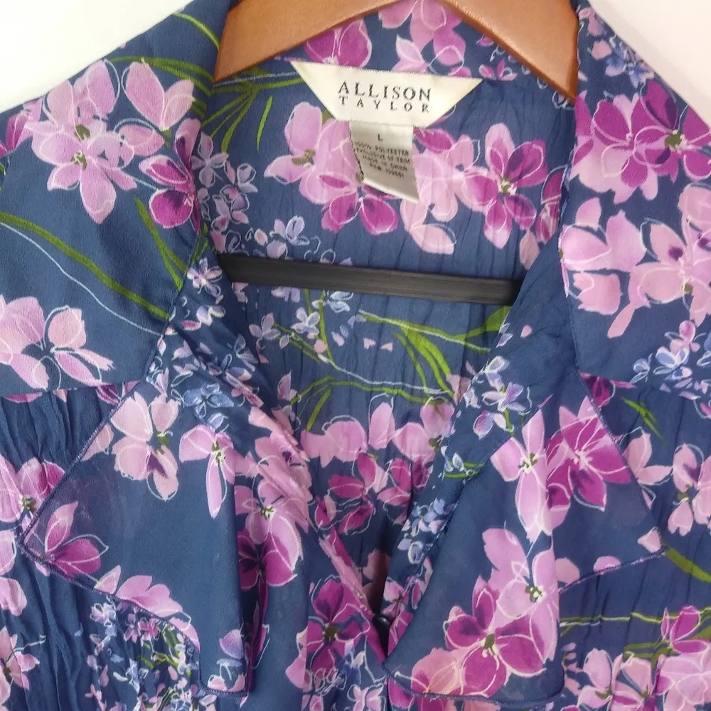 Allison Taylor L Y2K Fairy Purple Floral Stretch Femme Top - Image 4