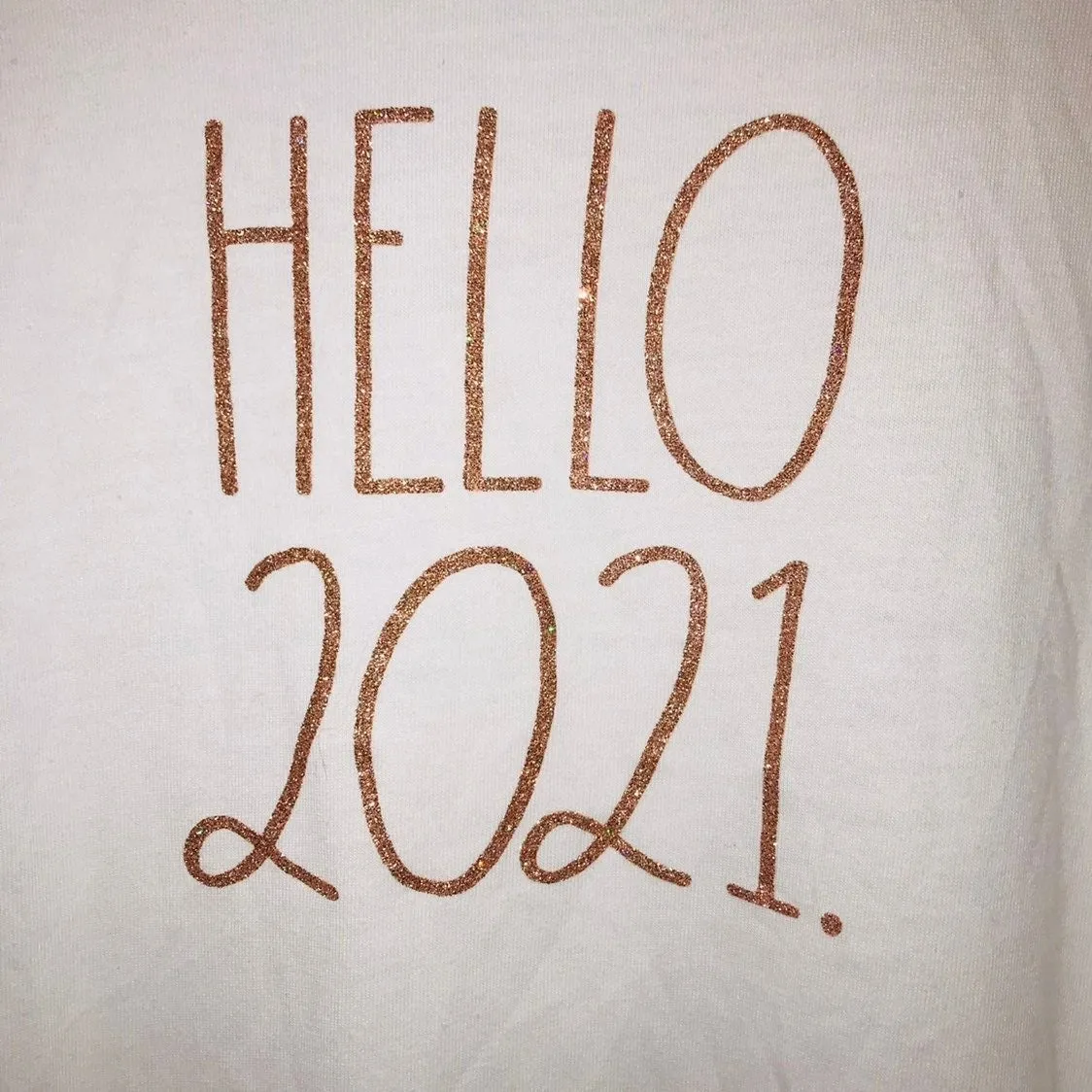 RAE DUNN‎ Womens "Hello 2021" XL white t-shirt Short Sleeve Shirt - Image 5