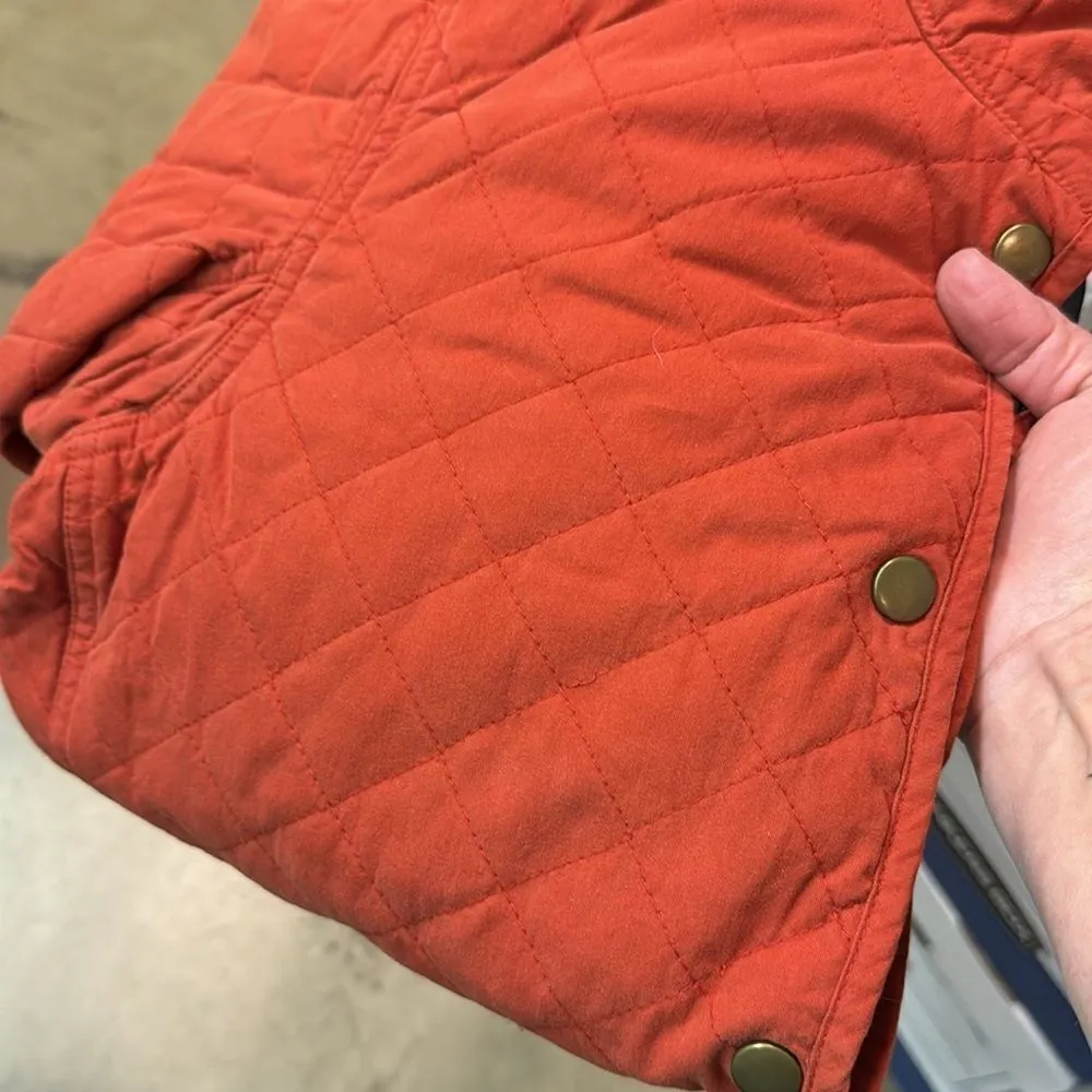 Duluth Trading Burnt Orange Cortland Quilted Jacket Size Small Fisherman Core Orange - Image 11