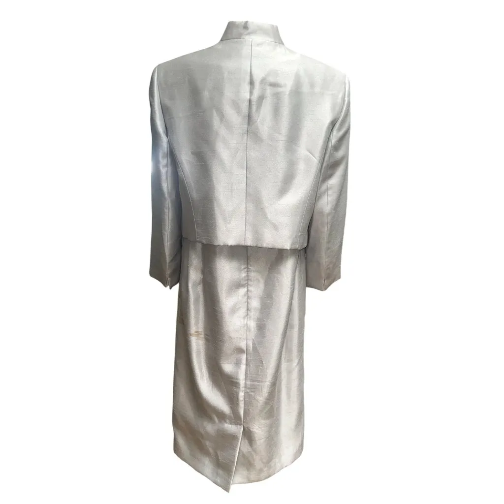 Evan Picone Size 12 n 14 Silver Dress Jacket Set Vintage Inspired Formal Classic - Image 4