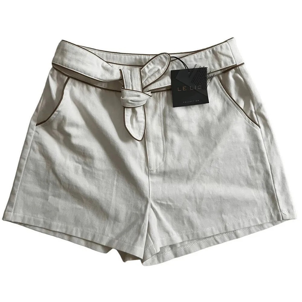 Le lis ivory denim tie shorts - Image 3