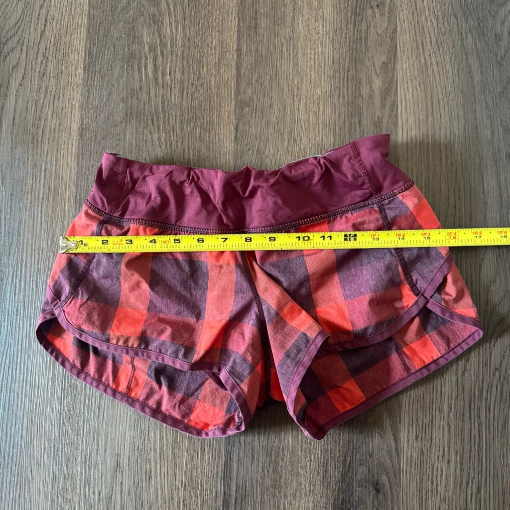Lululemon Speed Up‎ Shorts Women's Plaid Red Purple Athletic Running Gym S - Image 2