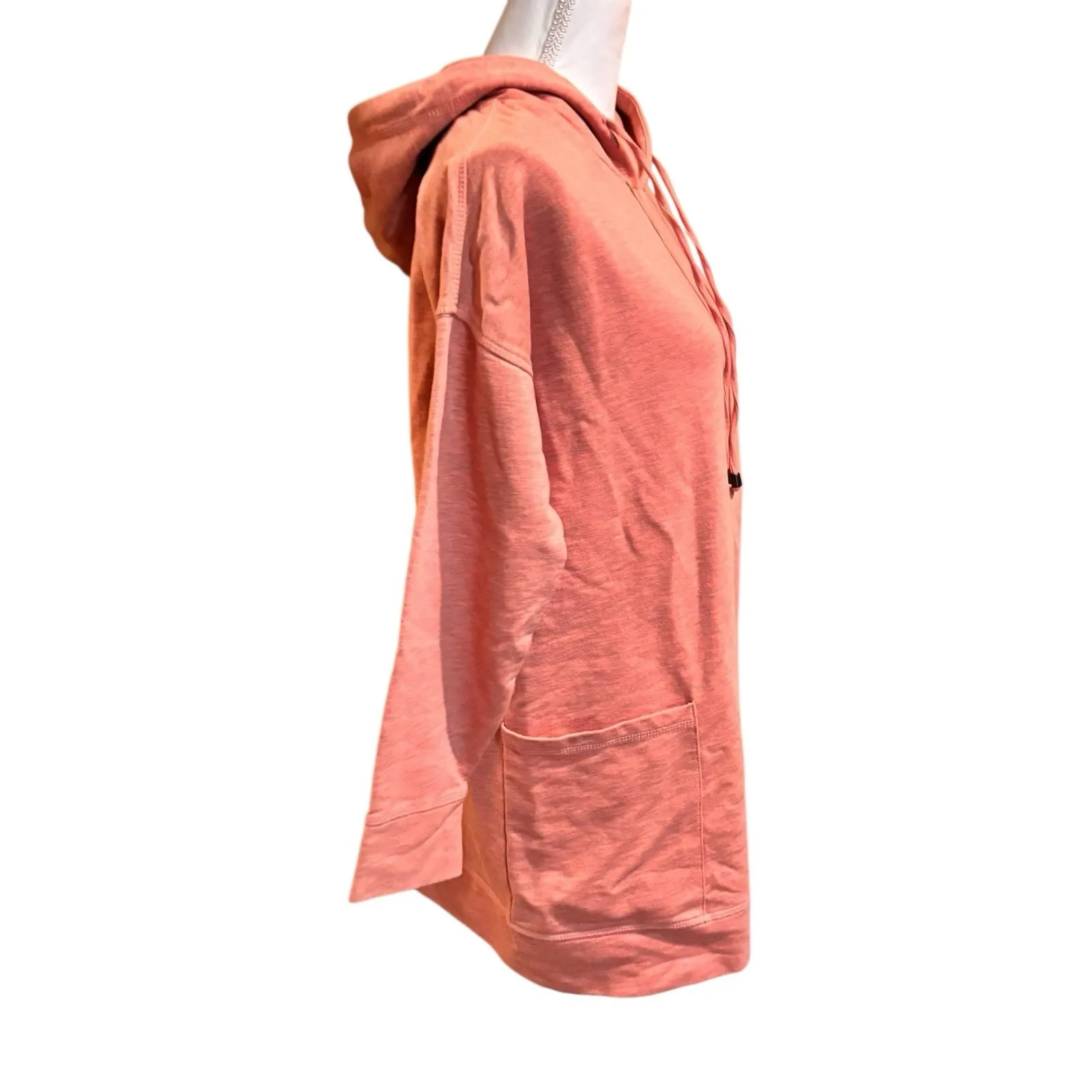 Soft Surroundings Hooded Sweatshirt Pink Gray Heather Long Sleeve Pockets Small - Image 3