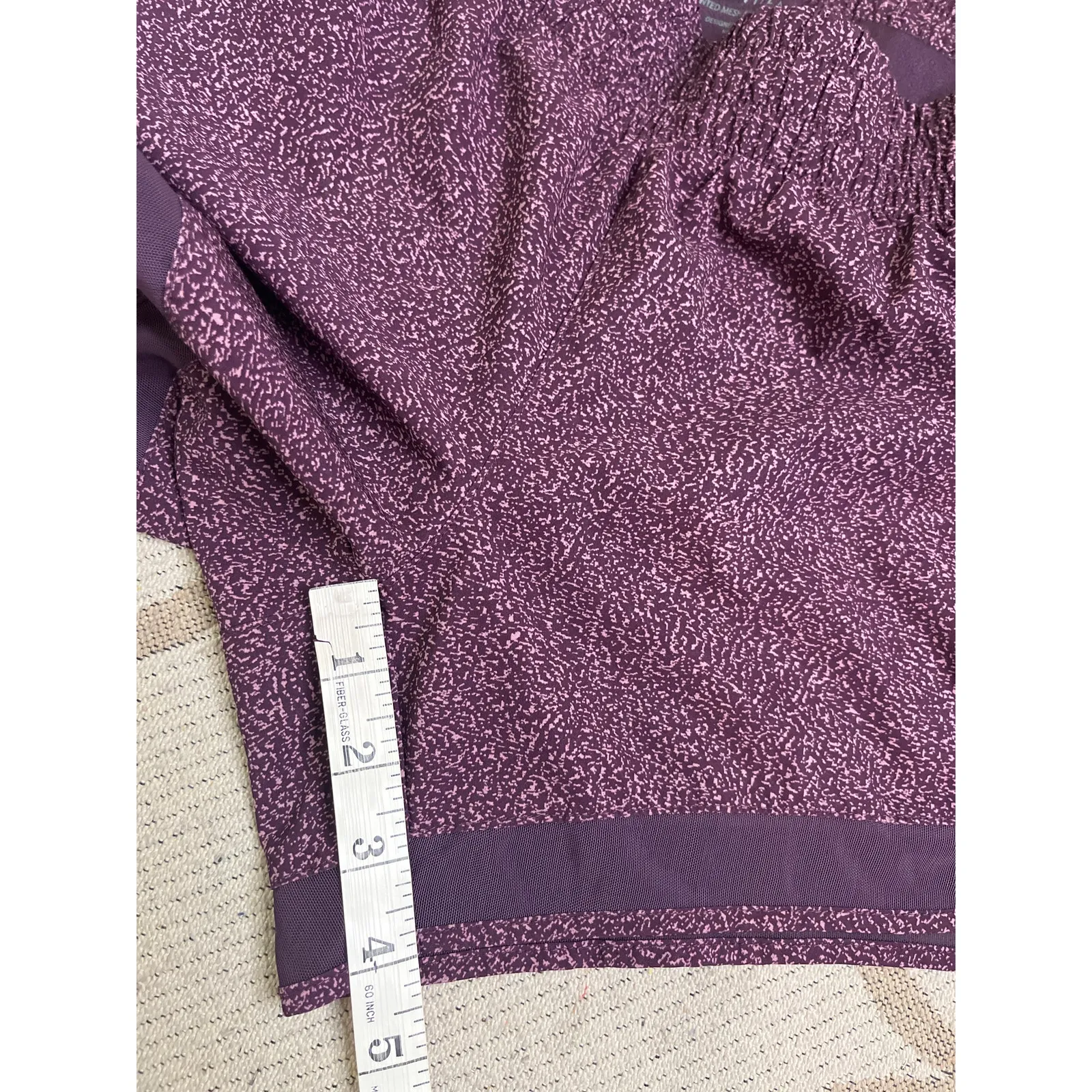 Athleta Printed Mesh Racer Run Short, 4”, size small, violet static - Image 5