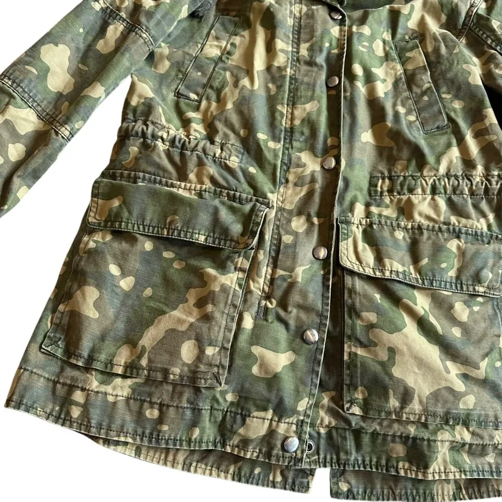 Gap Camo Print Jacket Coat Anorak Faux Fur Lined Hood Zip-Out Lining Size Small - Image 5