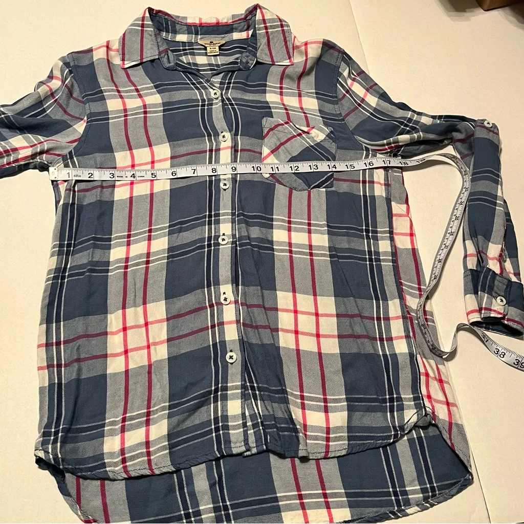 Woolrich Womens Size Small Blue White Pink Plaid Button Front Shirt Long Sleeve - Image 5