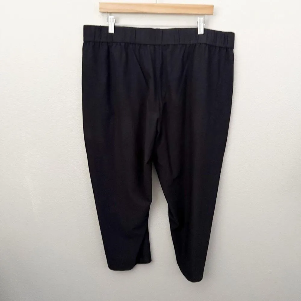EILEEN FISHER | Black Pull On Ankle Pants Tapered Leg Side Pockets Viscose | XL - Image 5