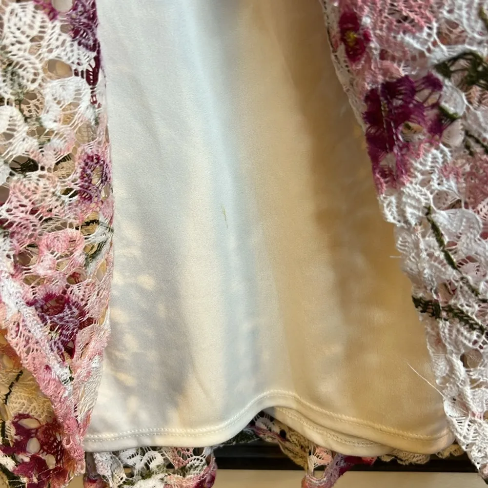 rabbit rabbit rabbit Designs Pink, White & Fuchsia Crochet Overlay Dress. Size L Pink Size L - Image 9