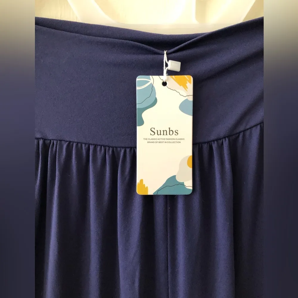 SUNBS Womens Wide Leg Loose Leisure Pants Size XL Navy Blue Side Pockets New - Image 3