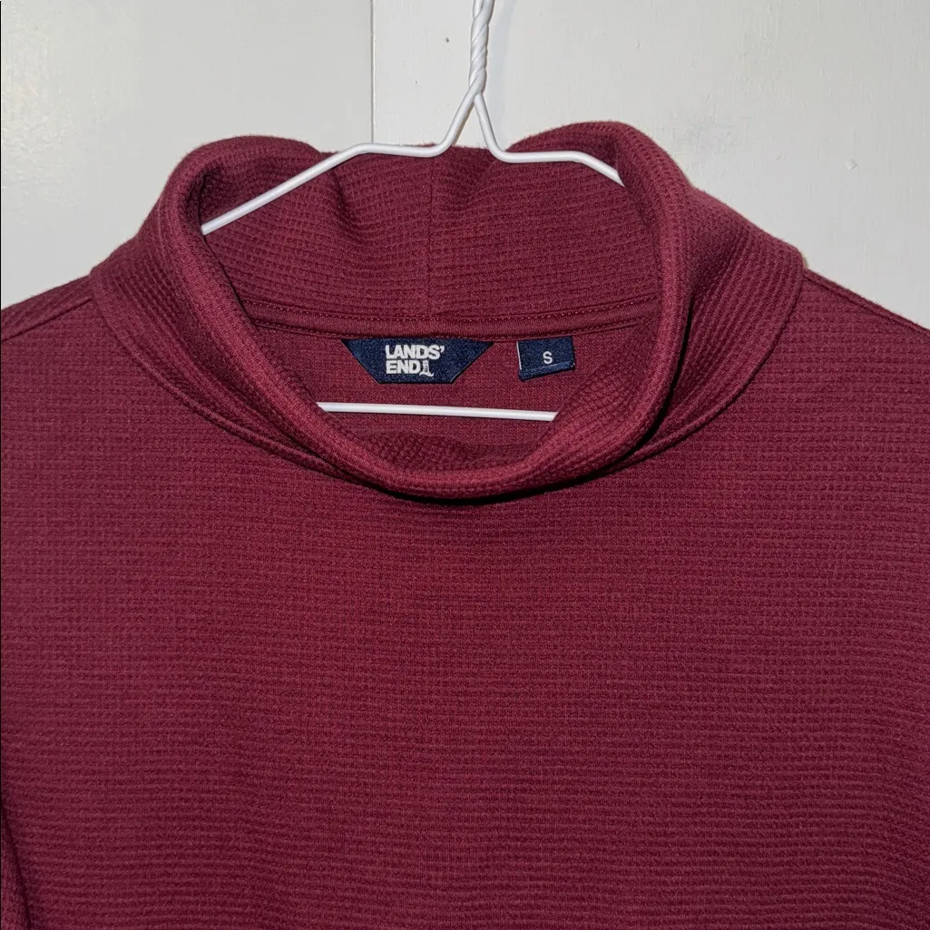 Lands End Waffle Knit Turtleneck Long Sleeve Pullover Top Women’s S Small Red - Image 6