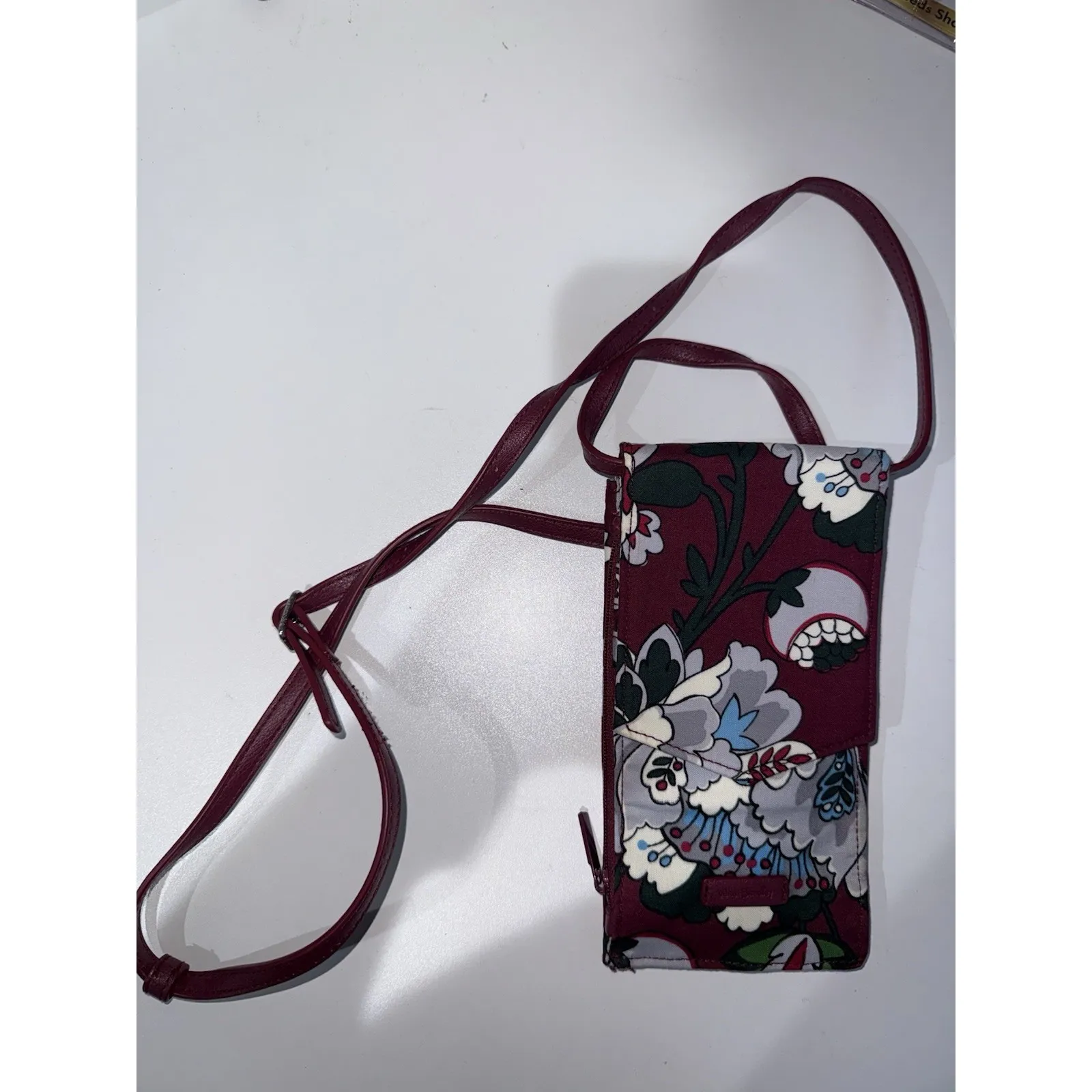 Vera Bradley Bag Crossbody RFID Envelope Bordeaux Blooms Cellphone Wallet - Image 6