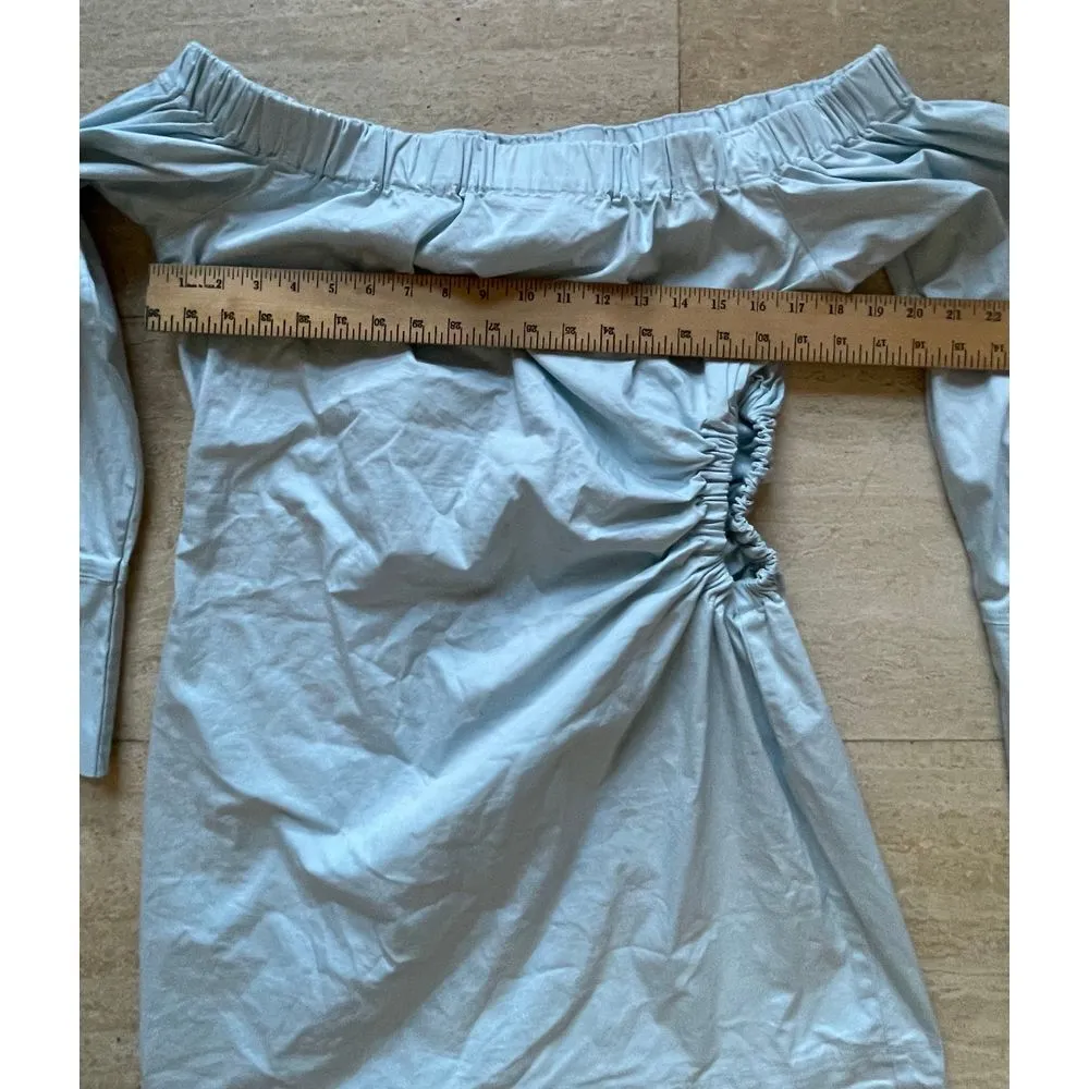 Light Blue Off-Shoulder NAKD Ruched top Long Sleeves Party Wear NWT size 42 US10 - Image 3