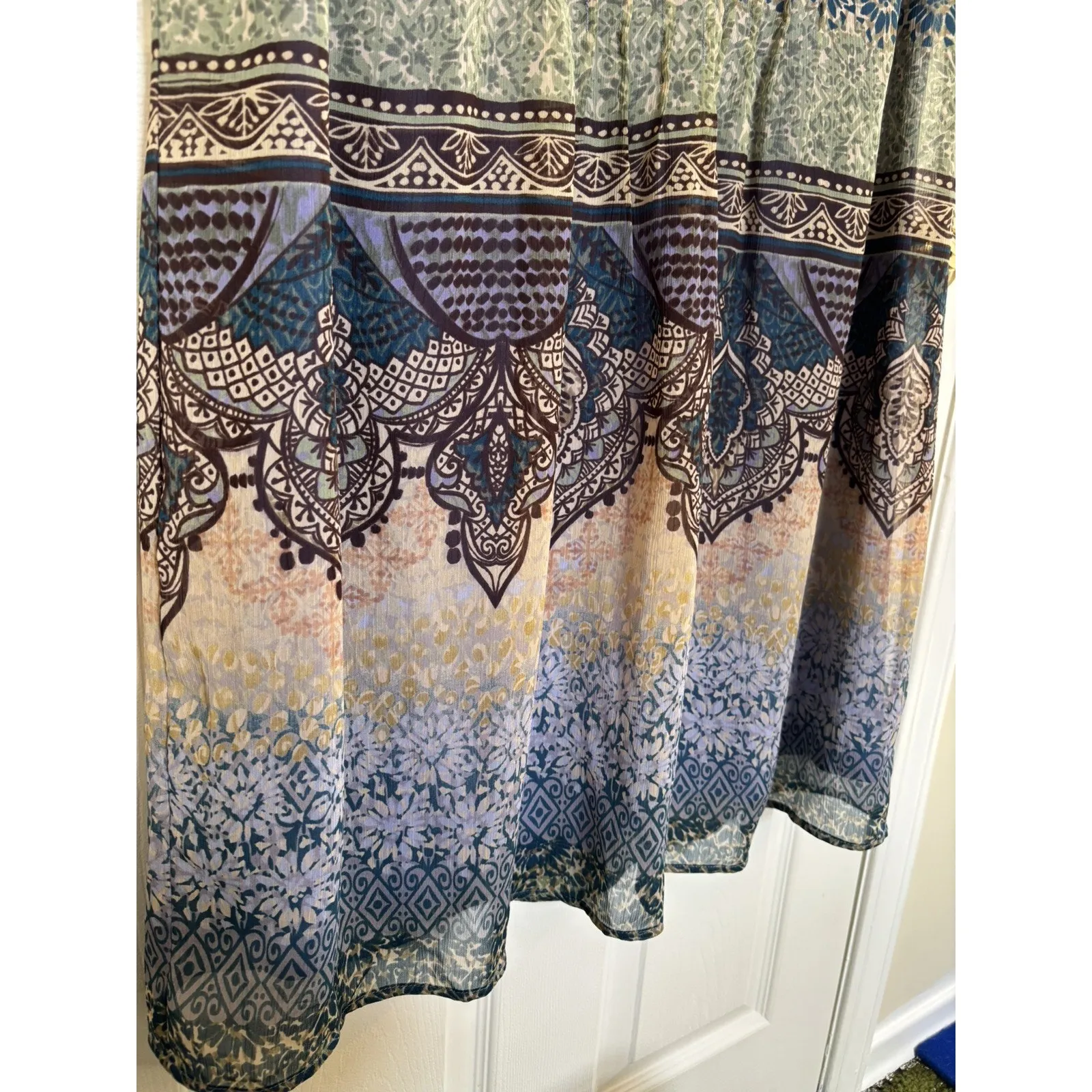 VTG 90s Sleeveless Swim Cover Up Size 18W Resort Wear Beachy Boho Granola - Image 3